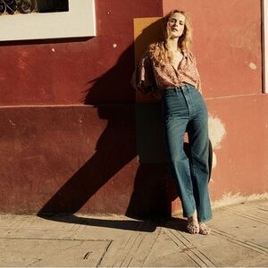 Doen‎ Melody Jeans in Albi Wash Size 32 Wide Leg Denim 100% Organic Cotton